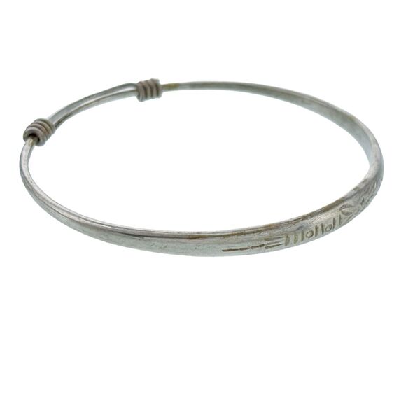 Vintage Sterling Silver 925 Etched Floral Adjustable Bracelet 8.25" - Picture 2 of 6